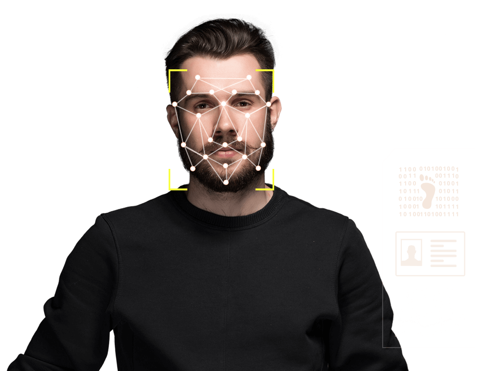 Customer being verified with options of document validation, digital footprint analysis, facial biometrics, database check